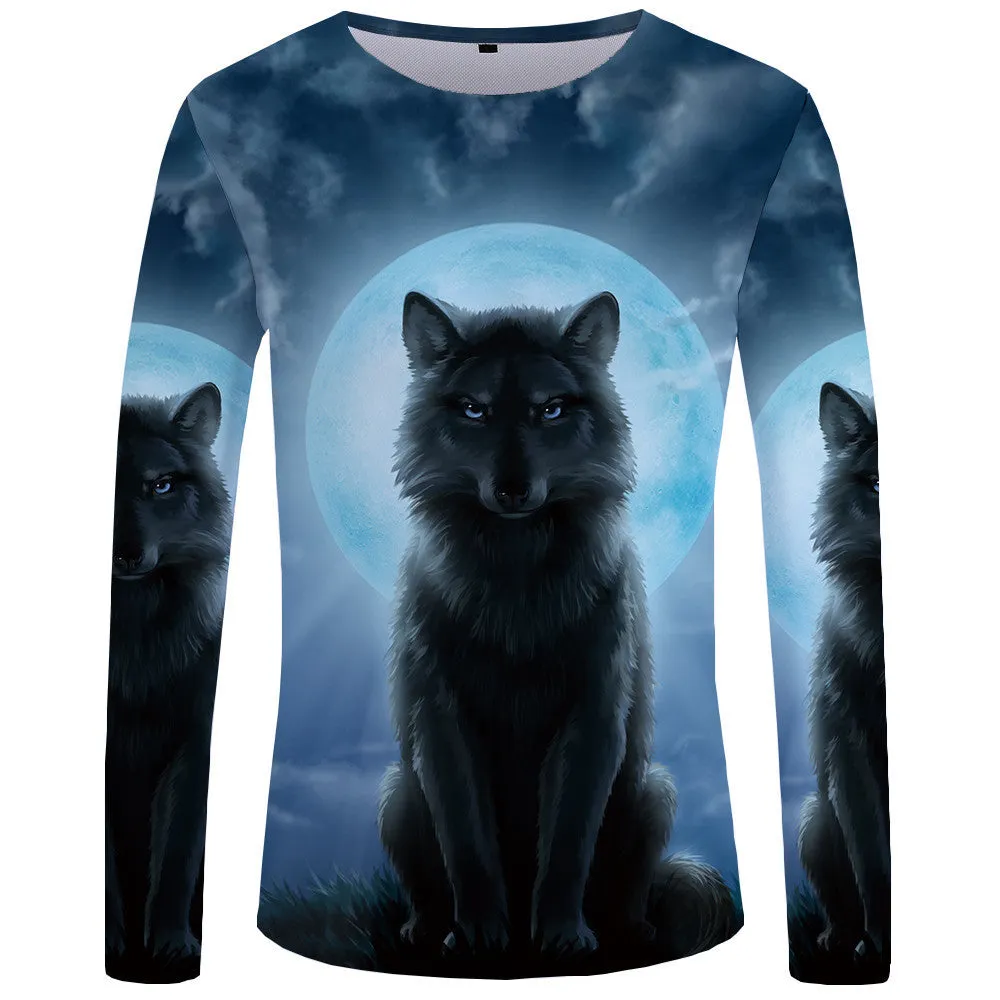 Long sleeve skull print t-shirt for men, casual sports style, soft cotton blend, multiple colours sizes S-4XL