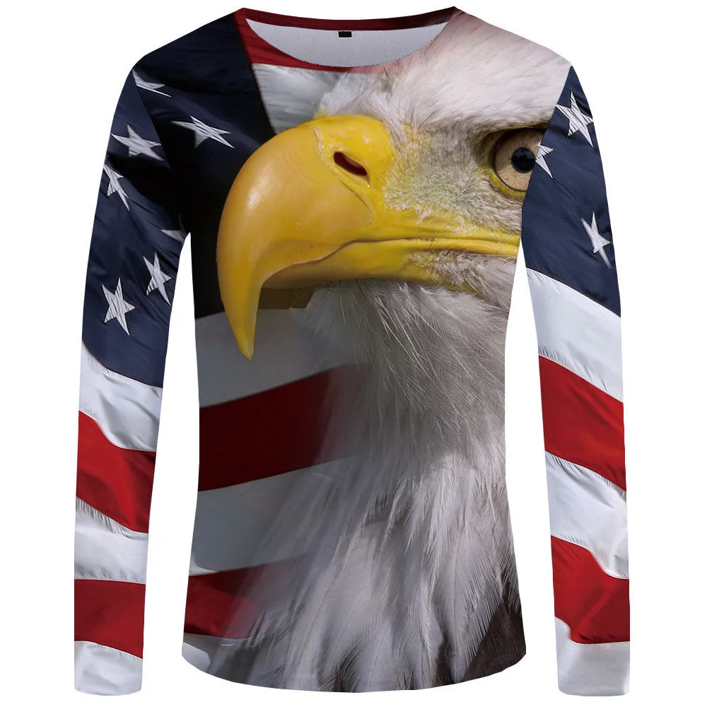 Long sleeve skull print t-shirt for men, casual sports style, soft cotton blend, multiple colours sizes S-4XL