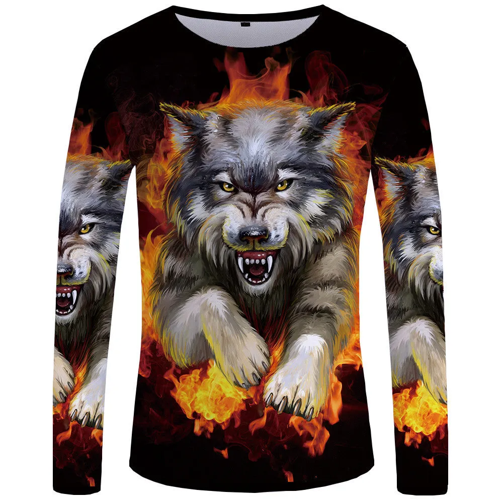 Long sleeve skull print t-shirt for men, casual sports style, soft cotton blend, multiple colours sizes S-4XL