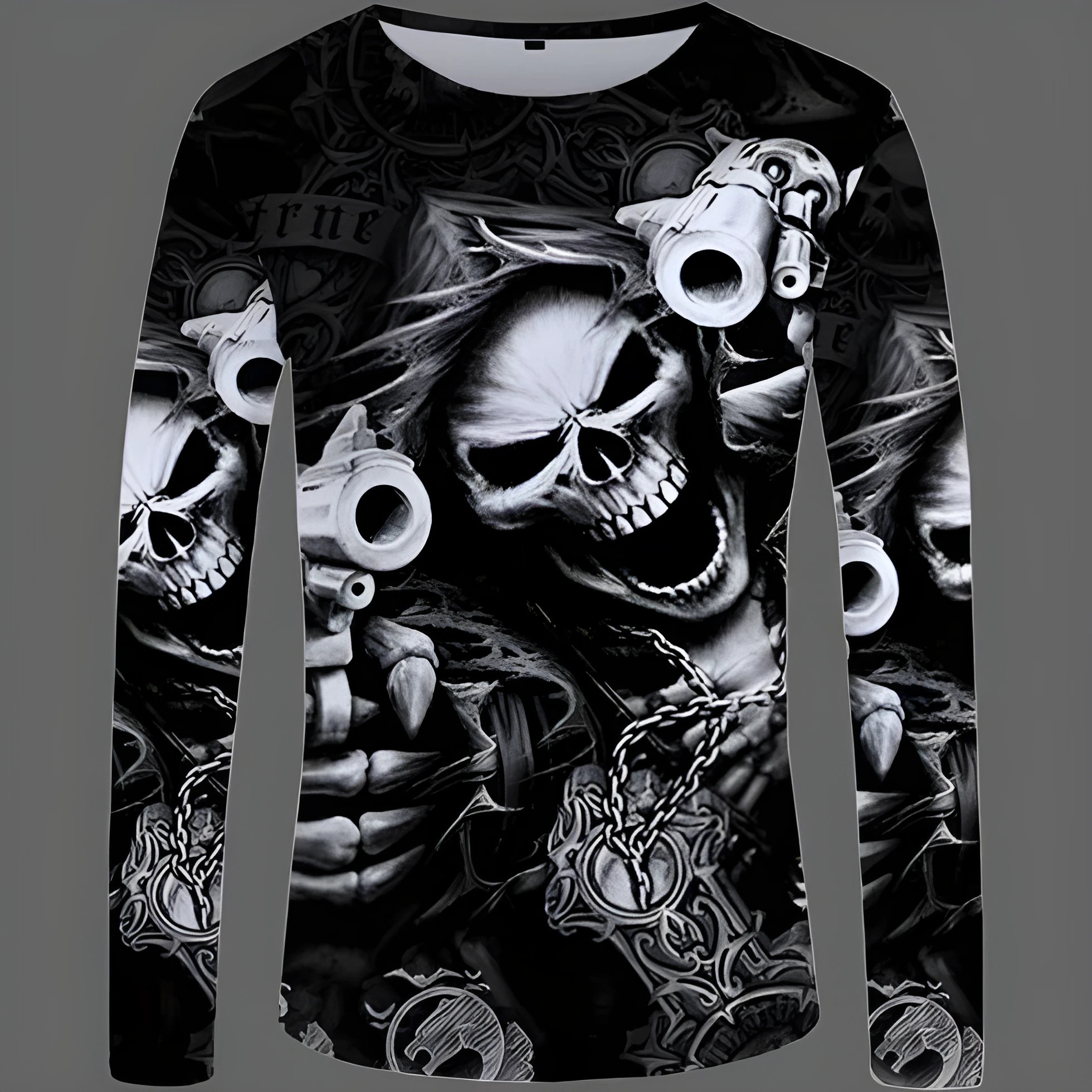 Long sleeve skull print t-shirt for men, casual sports style, soft cotton blend, multiple colours sizes S-4XL