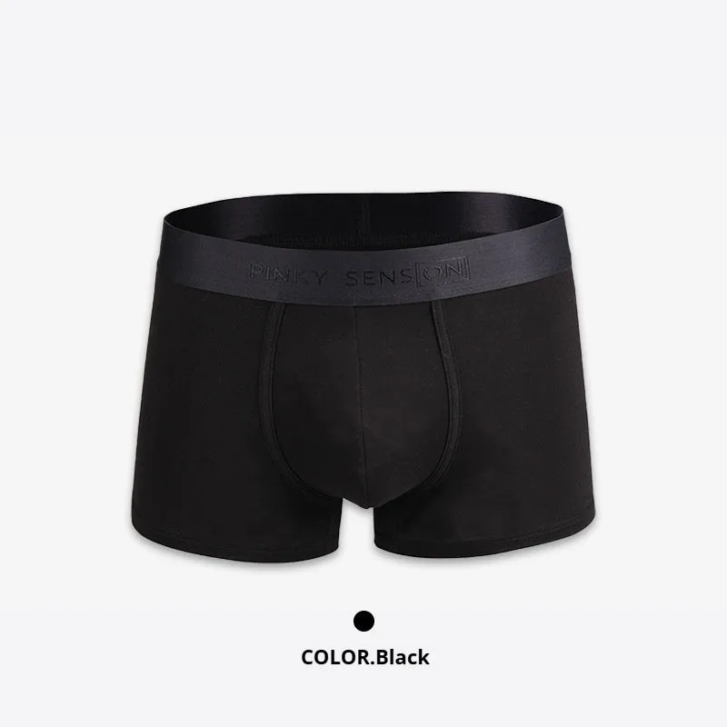 Men's solid colour cotton boxer underwear in black, white, silver grey and light green