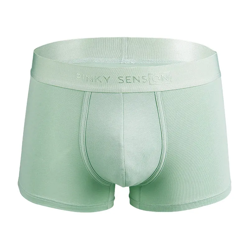 Men's solid colour cotton boxer underwear in black, white, silver grey and light green