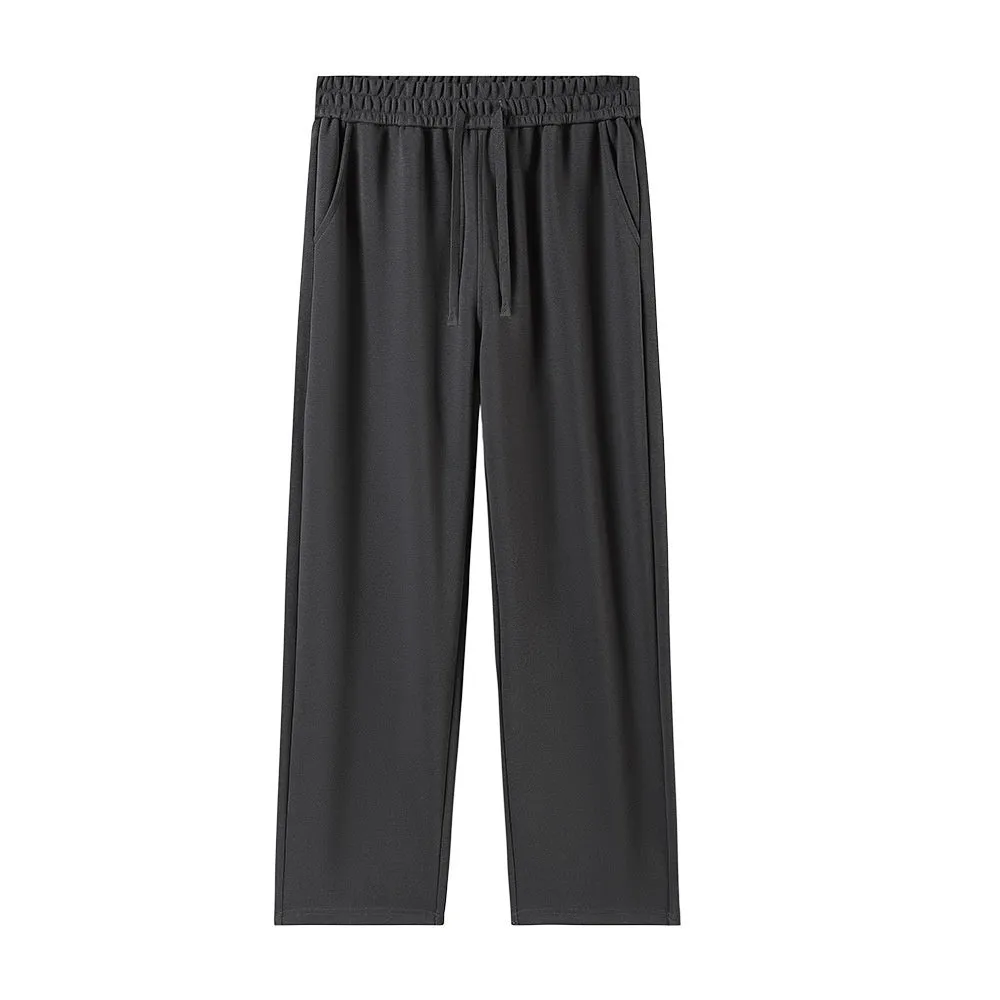 High-waisted casual straight-leg cotton sweatpants in loose fit, available in multiple colours