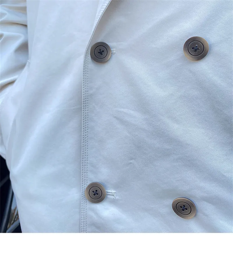 Women's mid-length double-breasted trench coat in beige, 65% cotton 35% polyester, commuting jacket