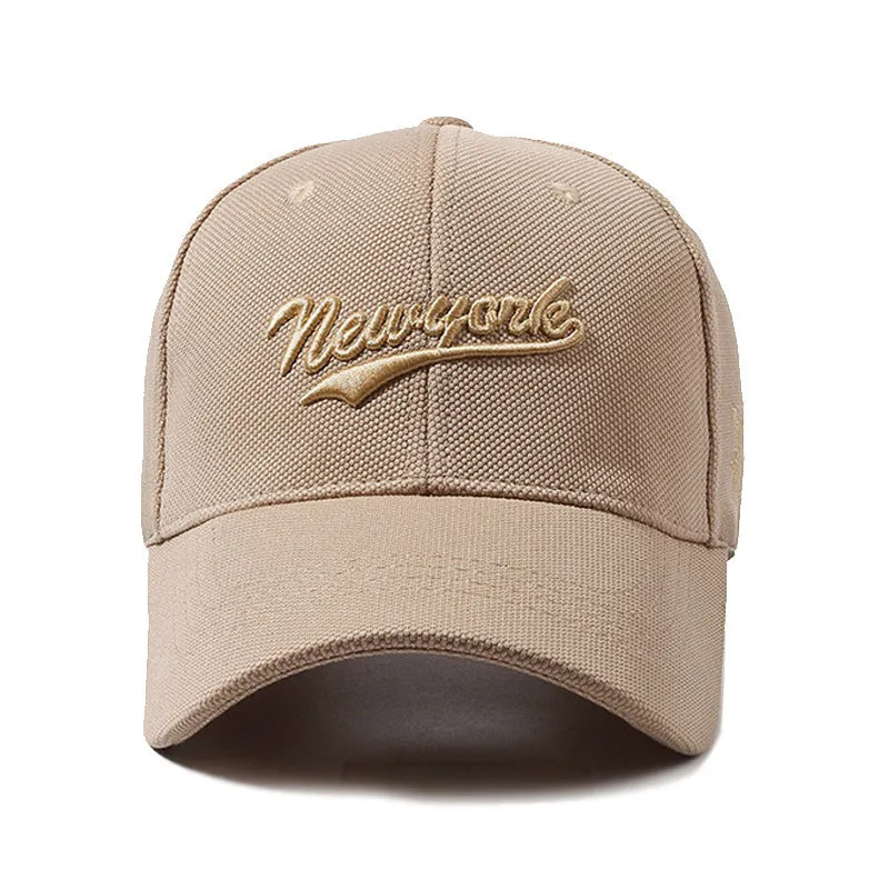 Hard crown baseball cap with embroidered letters in cotton, adjustable size, breathable sunshade