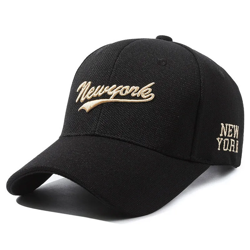 Hard crown baseball cap with embroidered letters in cotton, adjustable size, breathable sunshade