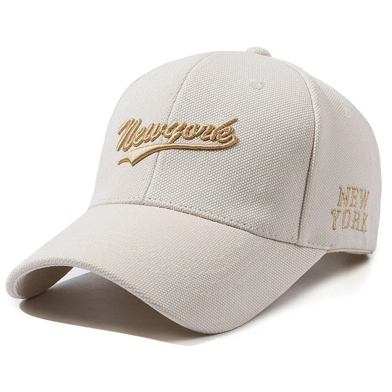 Hard crown baseball cap with embroidered letters in cotton, adjustable size, breathable sunshade
