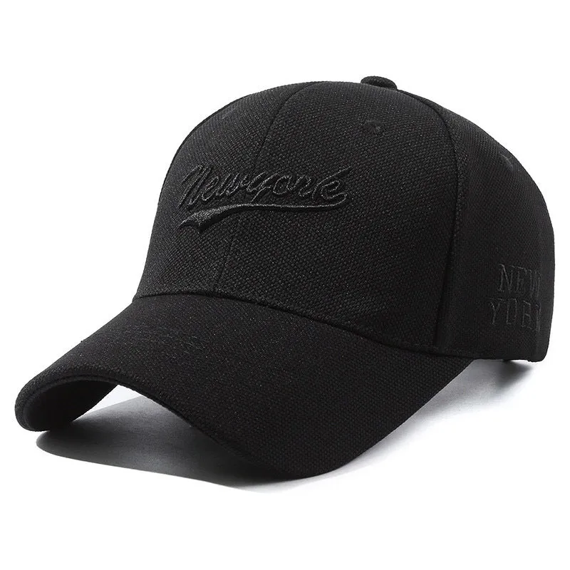 Hard crown baseball cap with embroidered letters in cotton, adjustable size, breathable sunshade