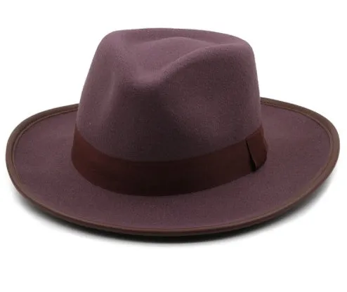 Unisex Western cowboy sun hat with wide brim in black satin weave with stitching on white background