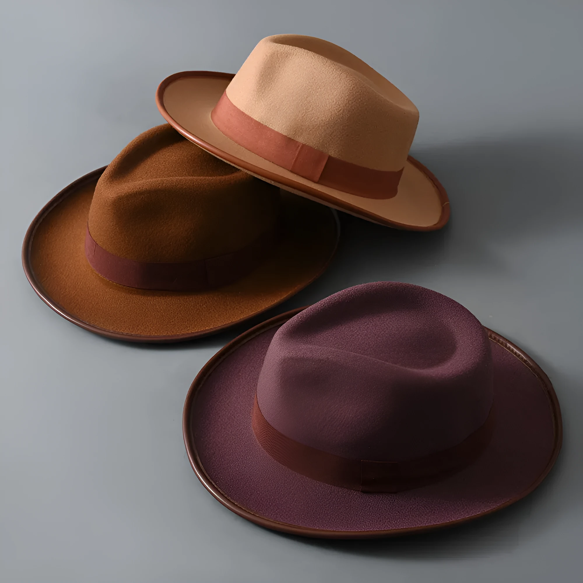 Unisex Western cowboy sun hat with wide brim in black satin weave with stitching on white background