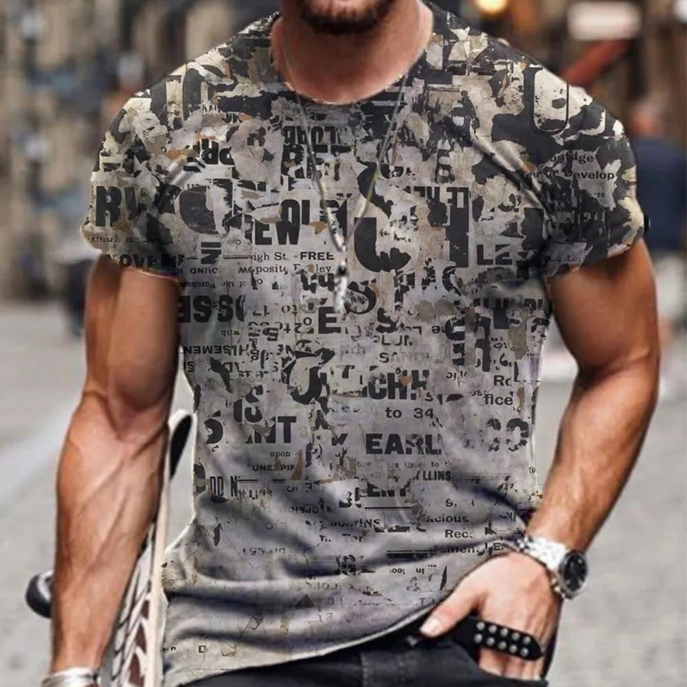 Men 3D graphic casual t-shirt short sleeve pullover size XXS to 6XL mesh fabric digital print