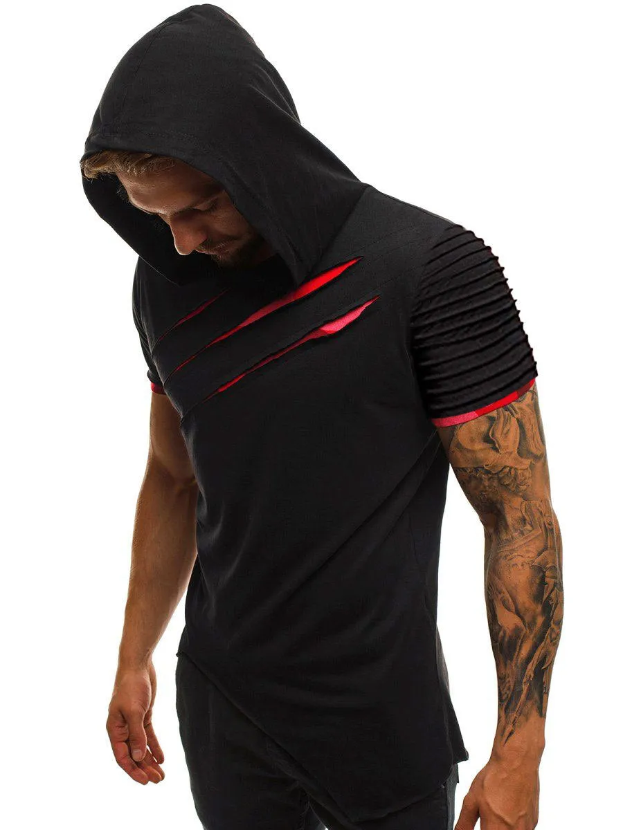 Fitness top with pleated short sleeves in army green, modal polyester blend, front view