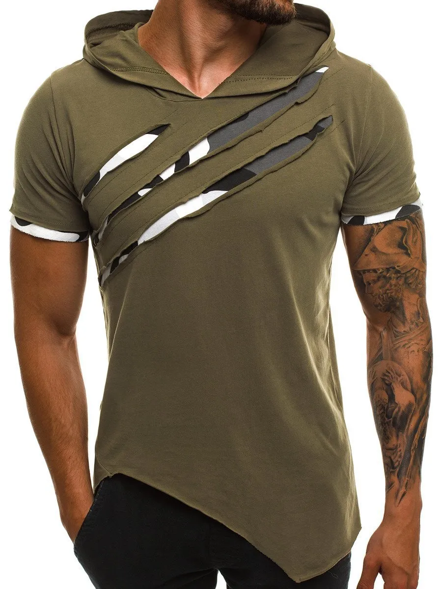 Fitness top with pleated short sleeves in army green, modal polyester blend, front view
