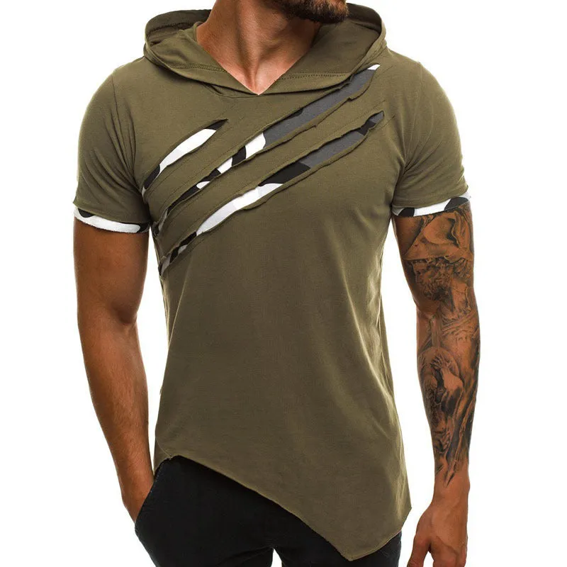 Fitness top with pleated short sleeves in army green, modal polyester blend, front view