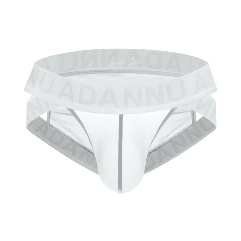 Single layer see-through nylon mesh men's low waist briefs in solid colour, quick-drying design