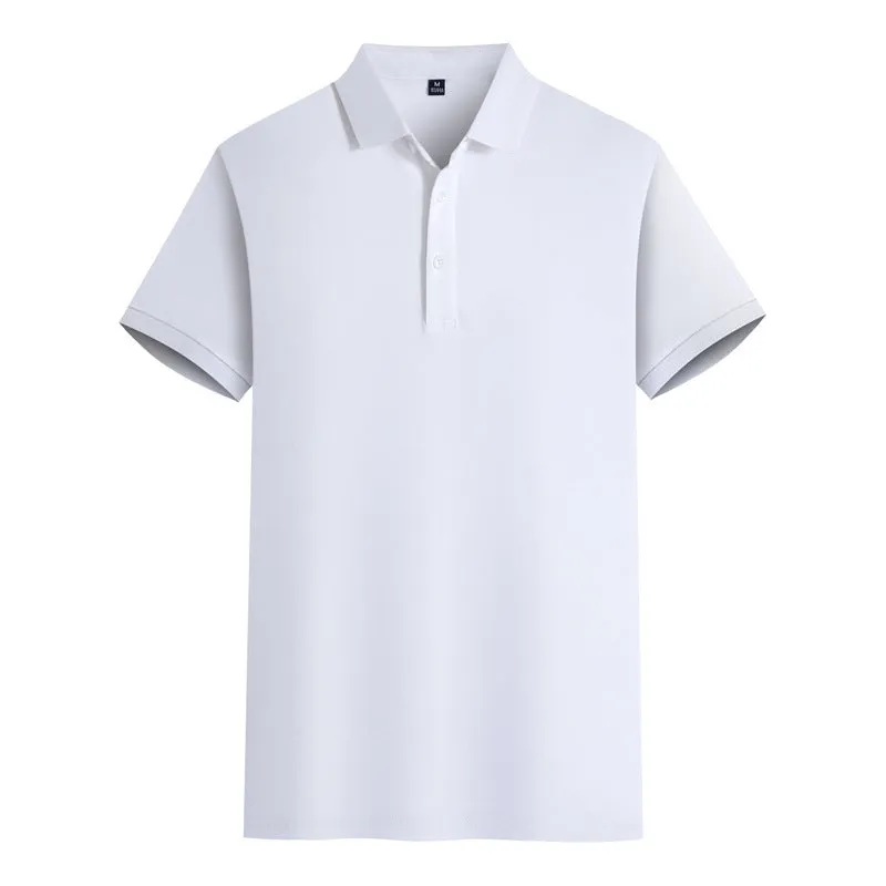 Mercerised cotton polo embroidered summer T-shirt in short sleeve with slit hem, available in multiple colours