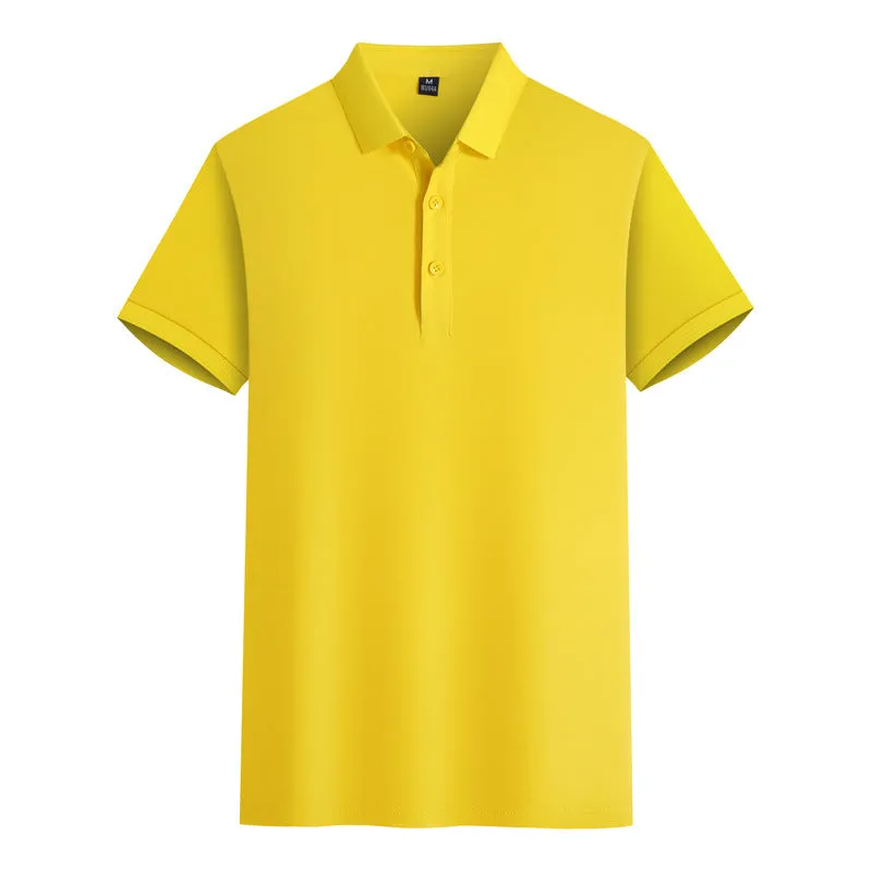 Mercerised cotton polo embroidered summer T-shirt in short sleeve with slit hem, available in multiple colours