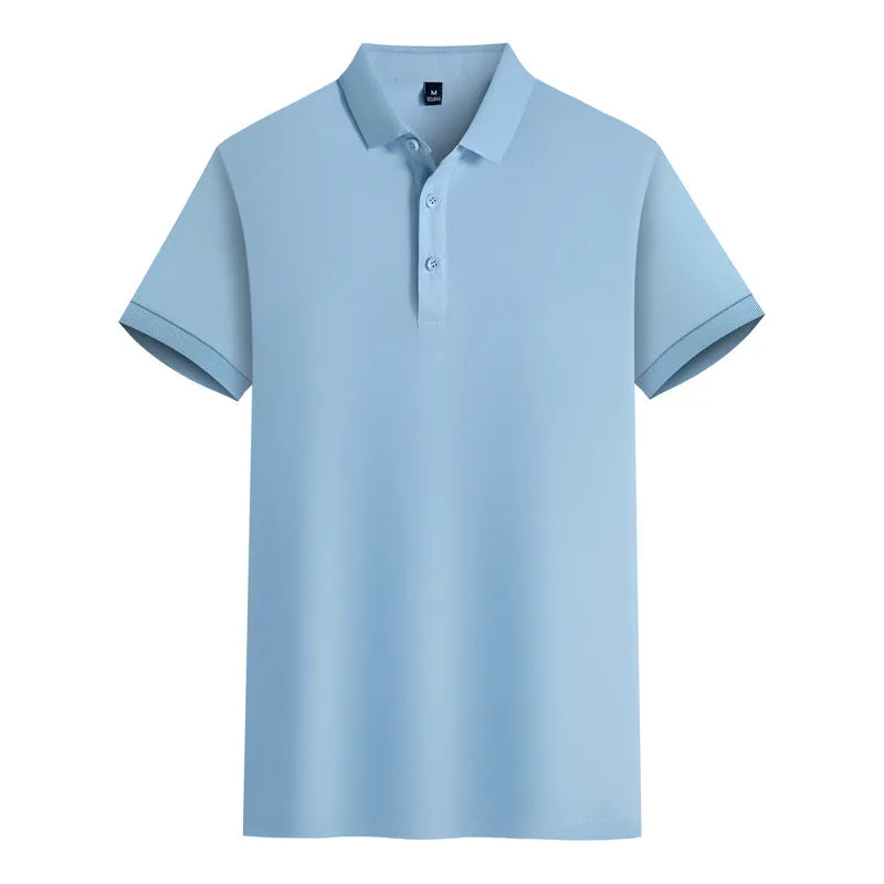 Mercerised cotton polo embroidered summer T-shirt in short sleeve with slit hem, available in multiple colours