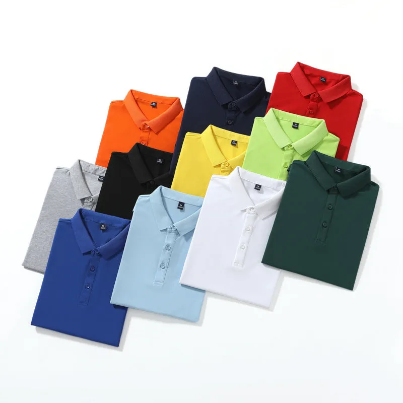Mercerised cotton polo embroidered summer T-shirt in short sleeve with slit hem, available in multiple colours