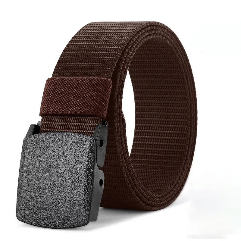 Men's nylon belt with plastic buckle in military green, 120cm length, regular width