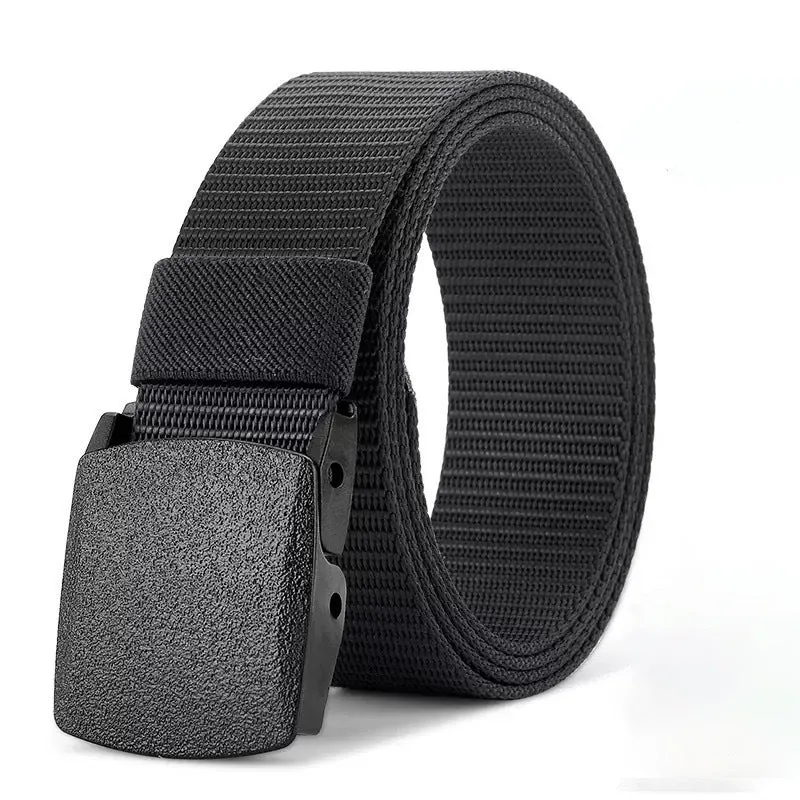 Men's nylon belt with plastic buckle in military green, 120cm length, regular width