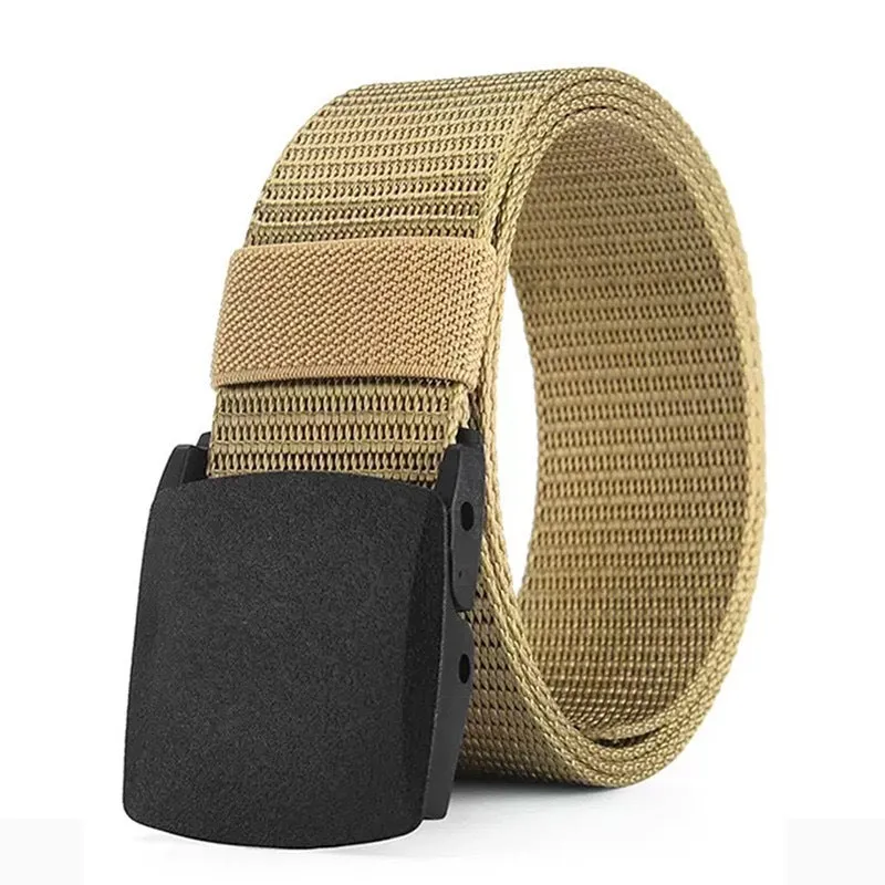 Men's nylon belt with plastic buckle in military green, 120cm length, regular width
