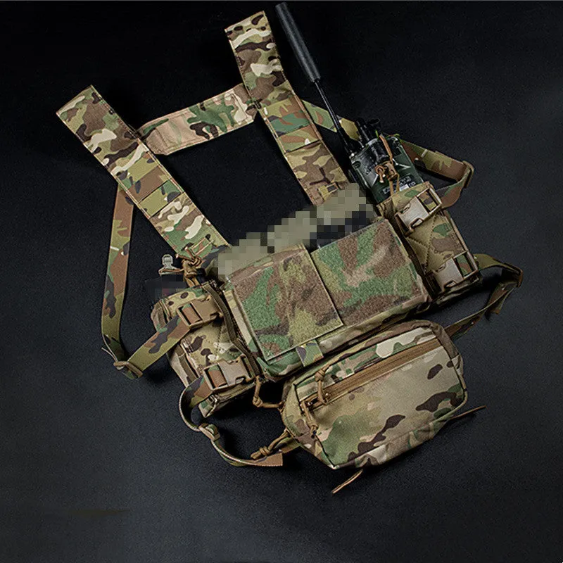 Built-in Quick Pull Sleeve MK4 tactical camouflage chest hanging vest for shooting sports, Black CP or CP