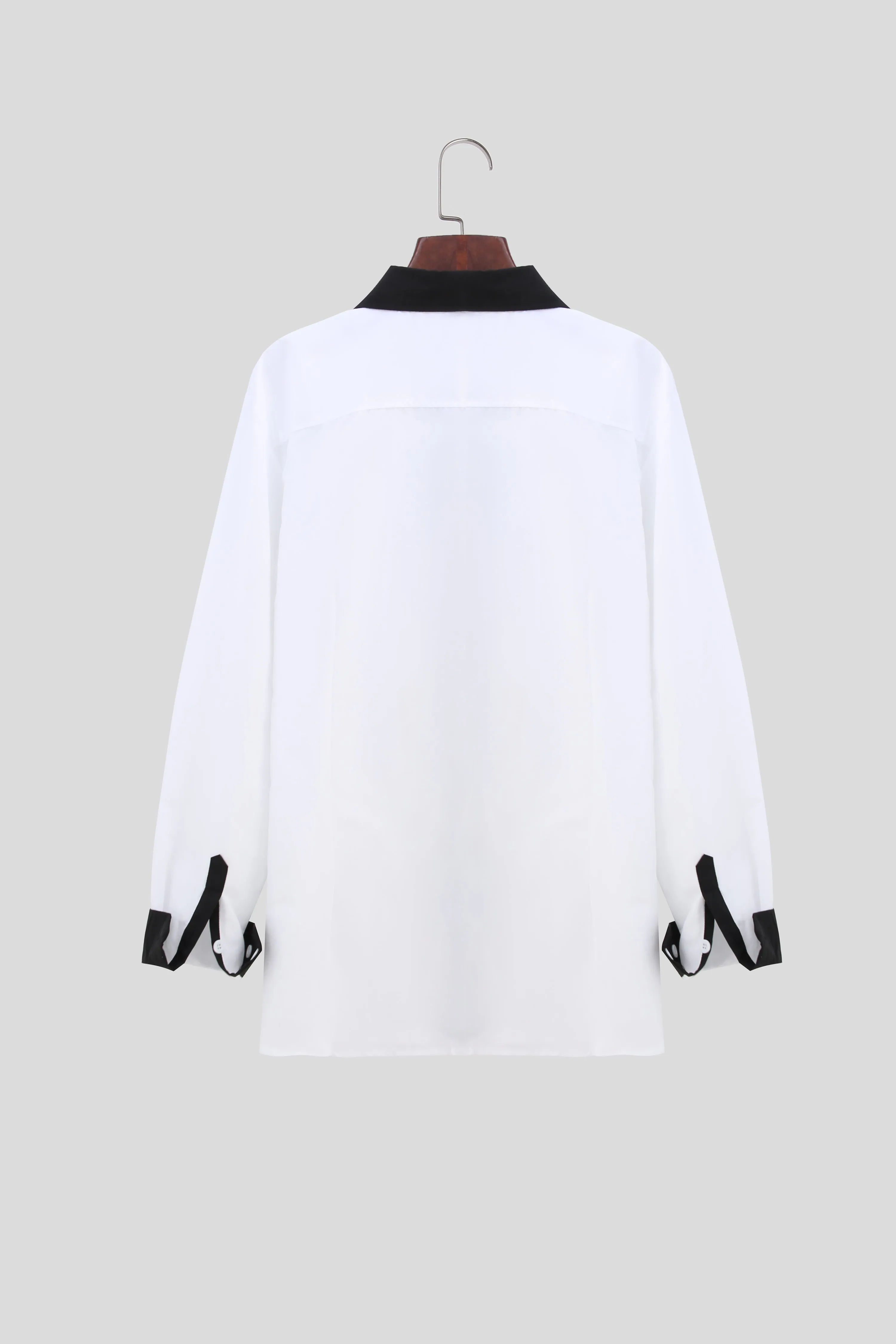 Long-sleeved colour-blocked shirt for teenage men in White with contrasting panels, figure-hugging cut