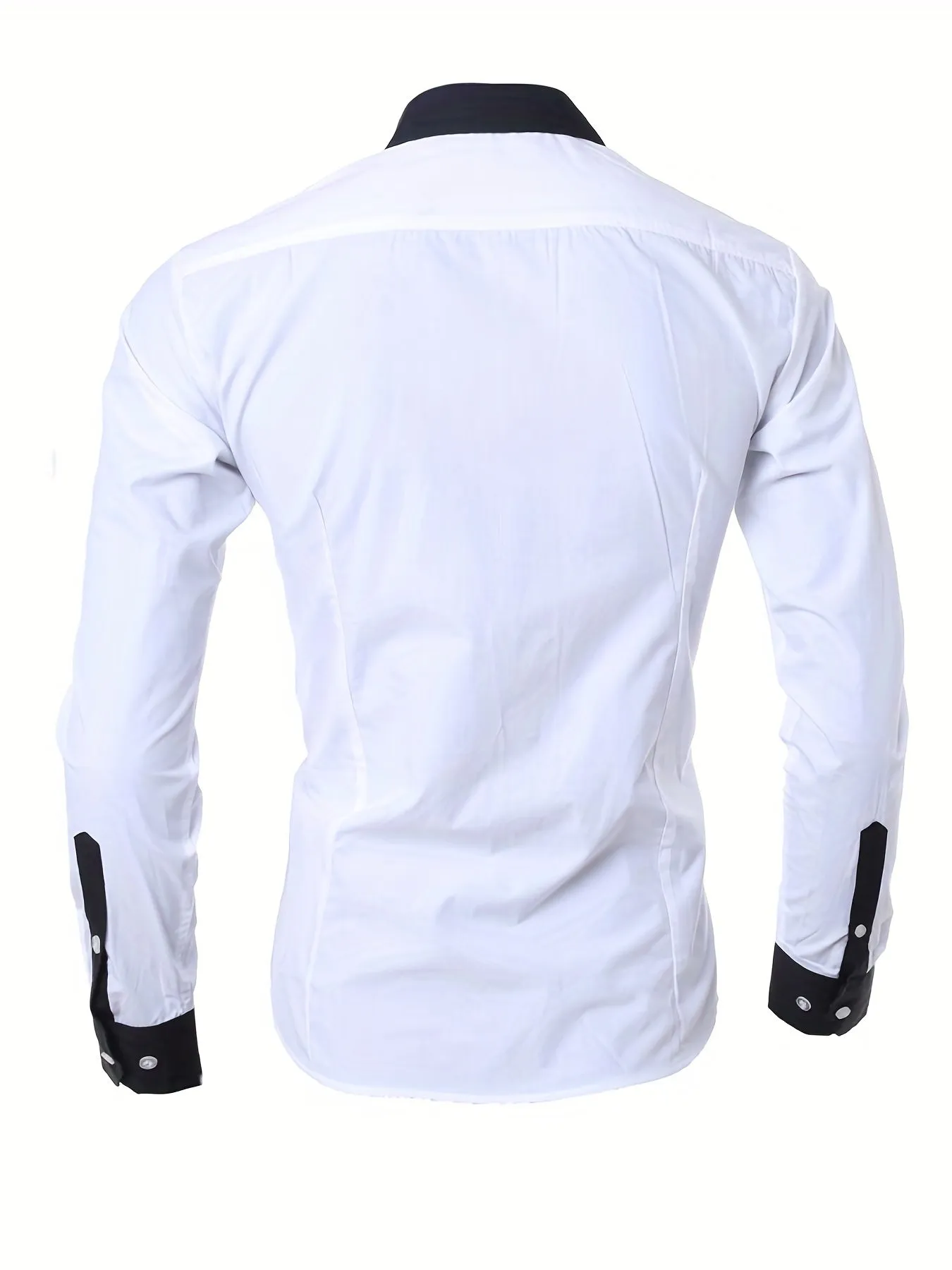 Long-sleeved colour-blocked shirt for teenage men in White with contrasting panels, figure-hugging cut