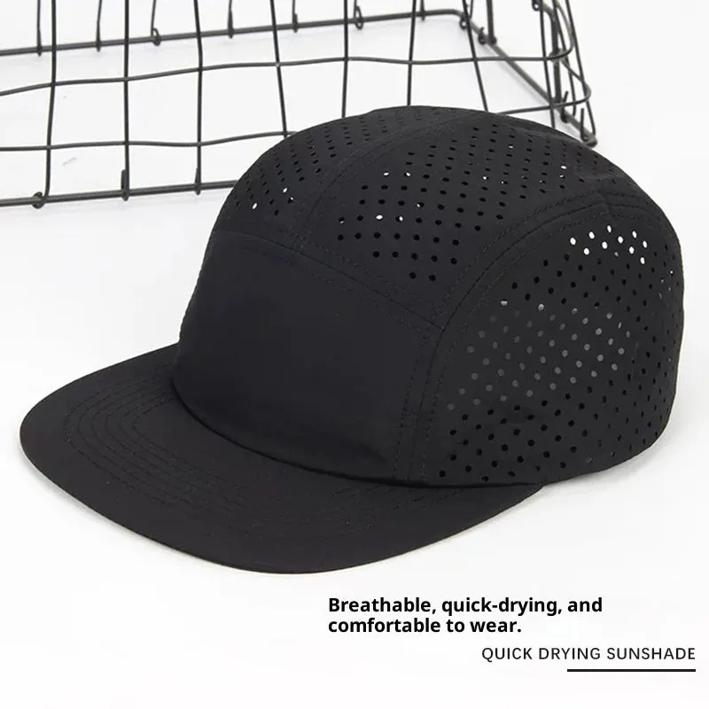 Beige style 1 polyester dome cap with hollow-out sun protection design for outdoor sports
