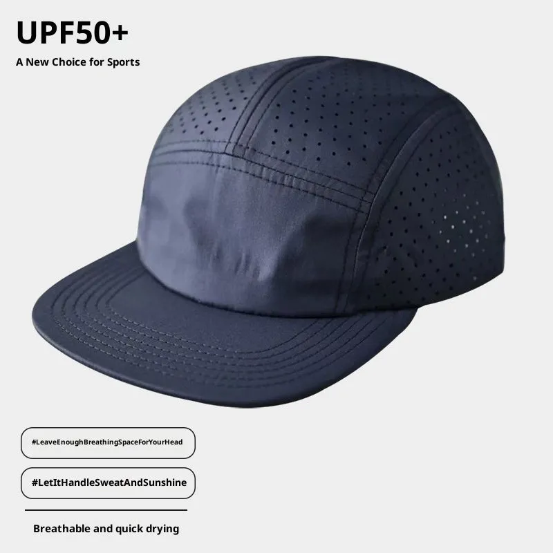 Beige style 1 polyester dome cap with hollow-out sun protection design for outdoor sports