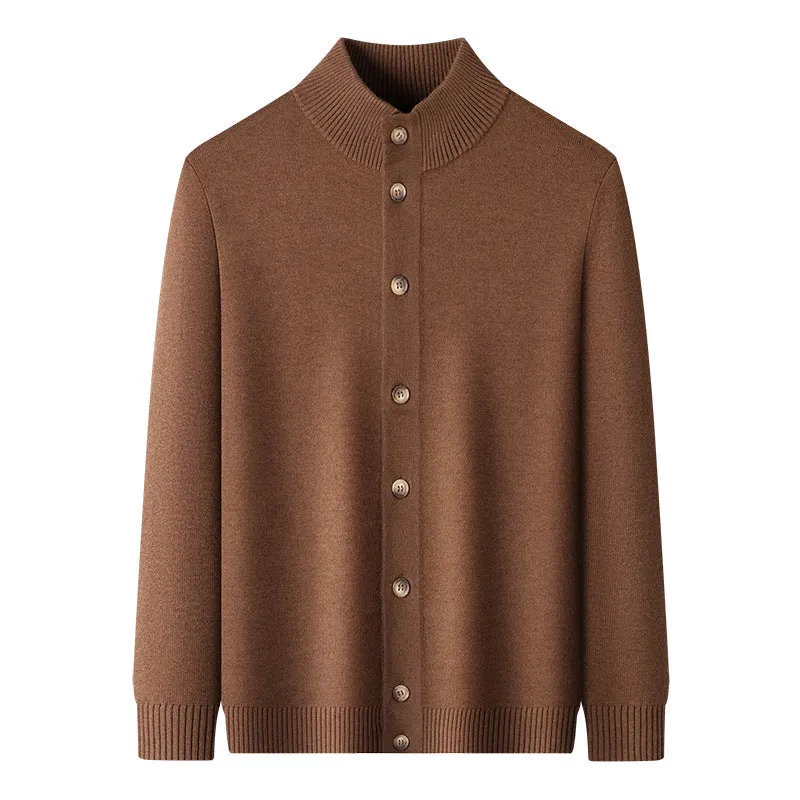 Men's thick semi-turtleneck sweater old money style in black, mocha brown, elegant beige, or lace gray