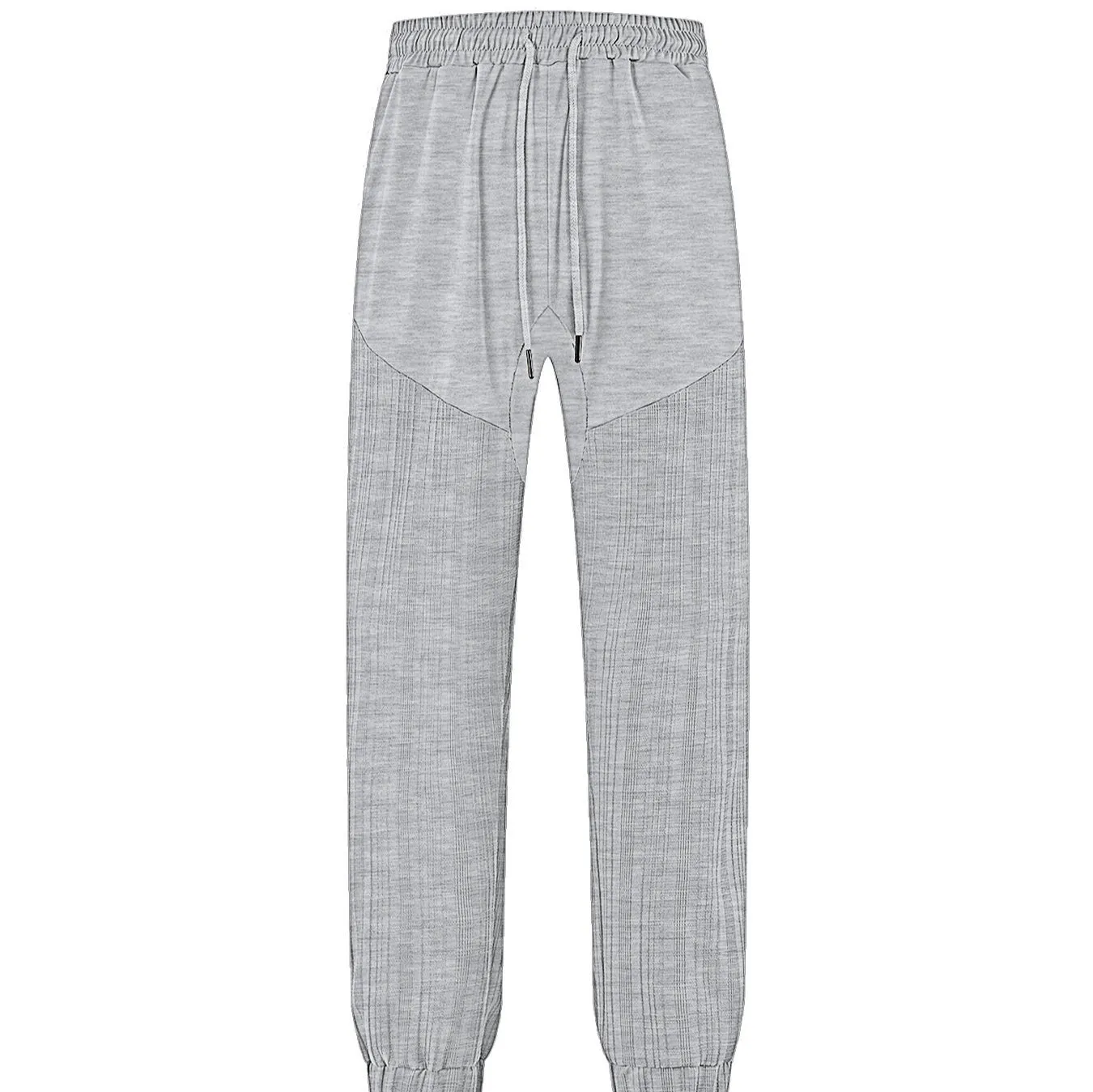 Simple loose thin linen-style sporty drawstring patchwork men's sweatpants in khaki
