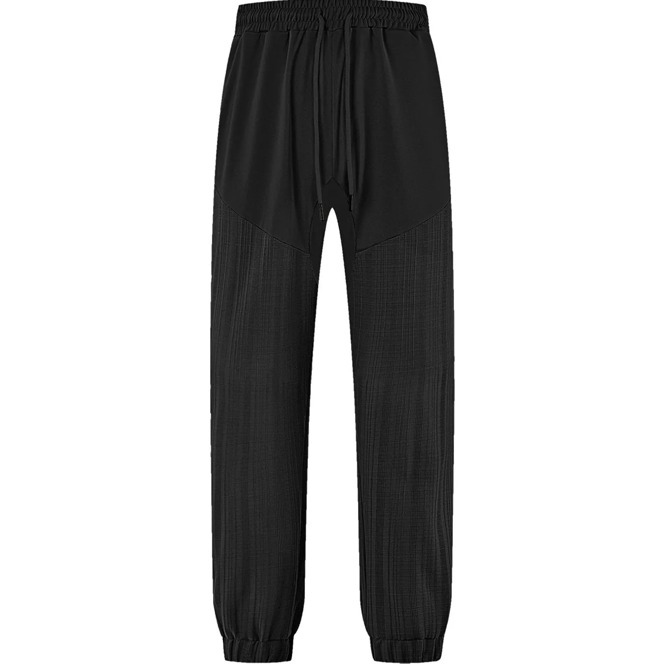 Simple loose thin linen-style sporty drawstring patchwork men's sweatpants in khaki