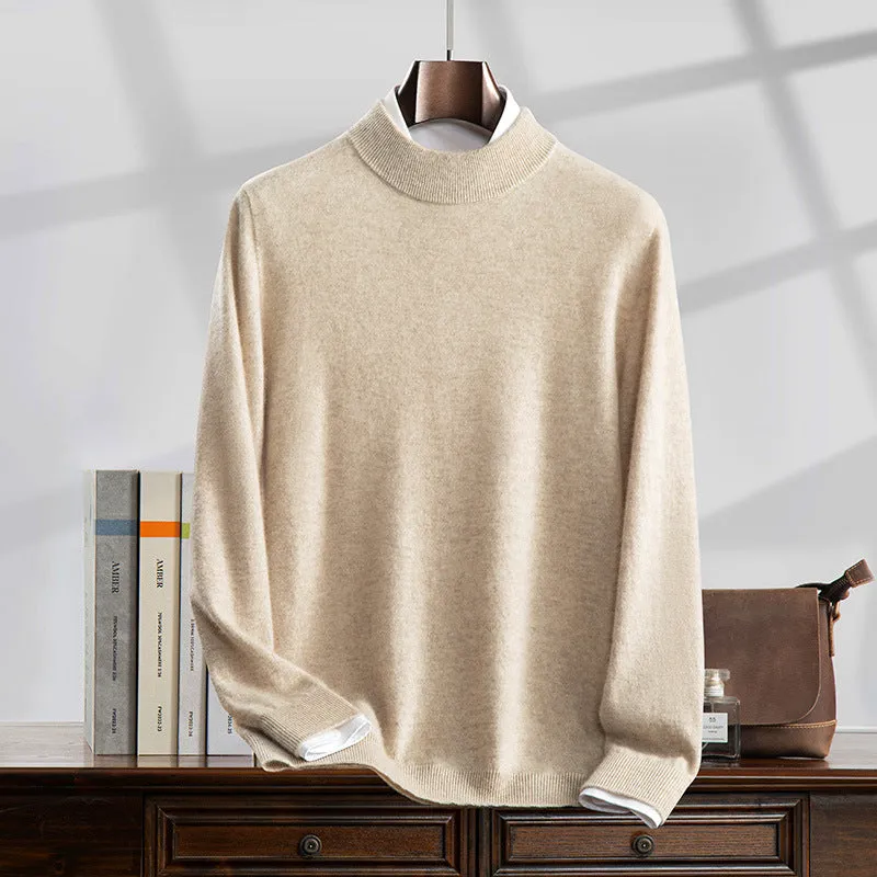 Loose fit knitwear sweater half turtleneck long sleeve pullover solid colour women's casual inner wear