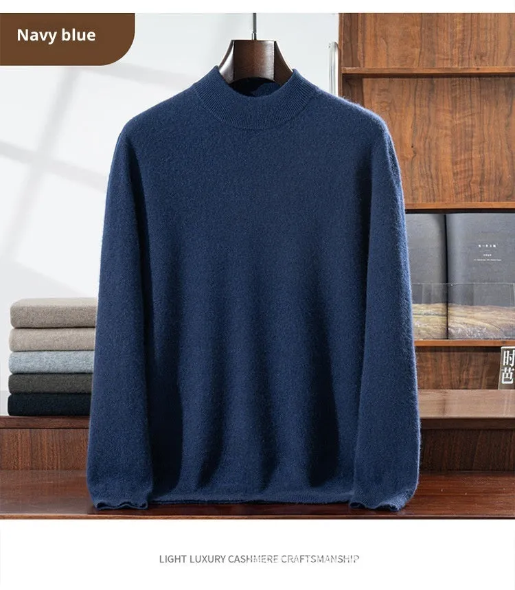Loose fit knitwear sweater half turtleneck long sleeve pullover solid colour women's casual inner wear