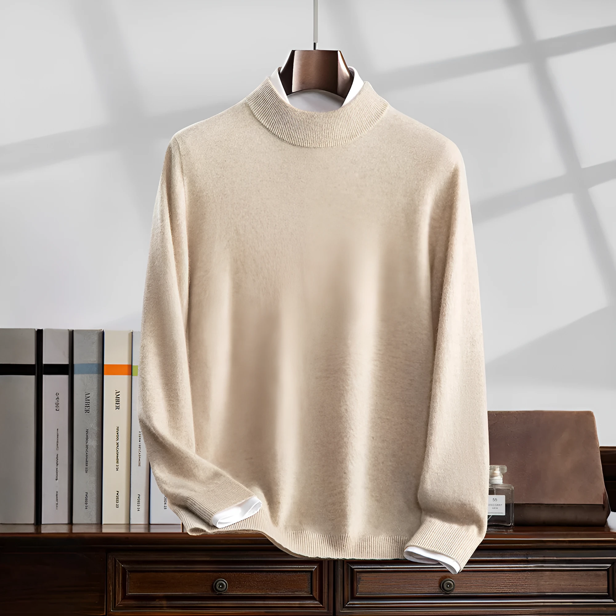Loose fit knitwear sweater half turtleneck long sleeve pullover solid colour women's casual inner wear