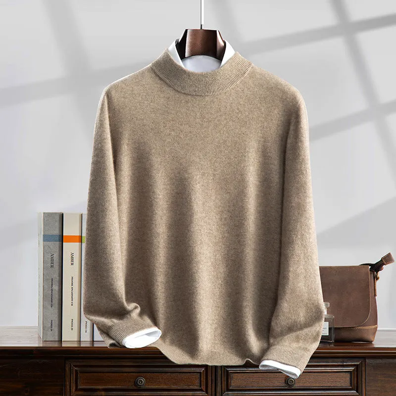 Loose fit knitwear sweater half turtleneck long sleeve pullover solid colour women's casual inner wear