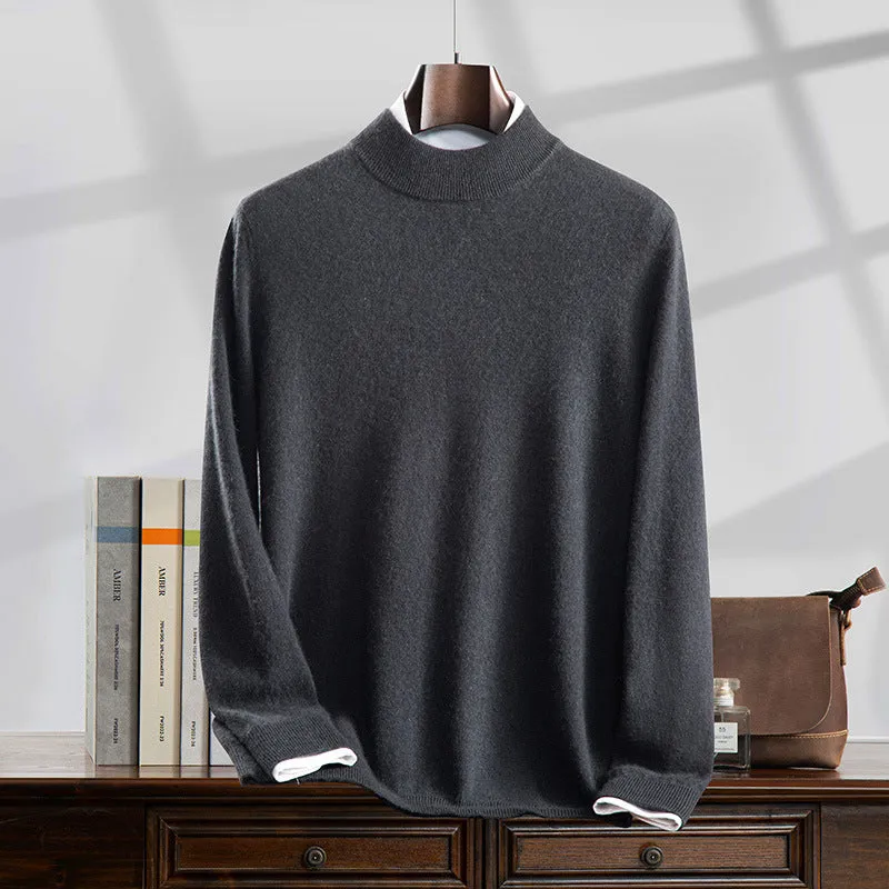Loose fit knitwear sweater half turtleneck long sleeve pullover solid colour women's casual inner wear