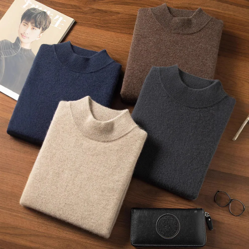 Loose fit knitwear sweater half turtleneck long sleeve pullover solid colour women's casual inner wear
