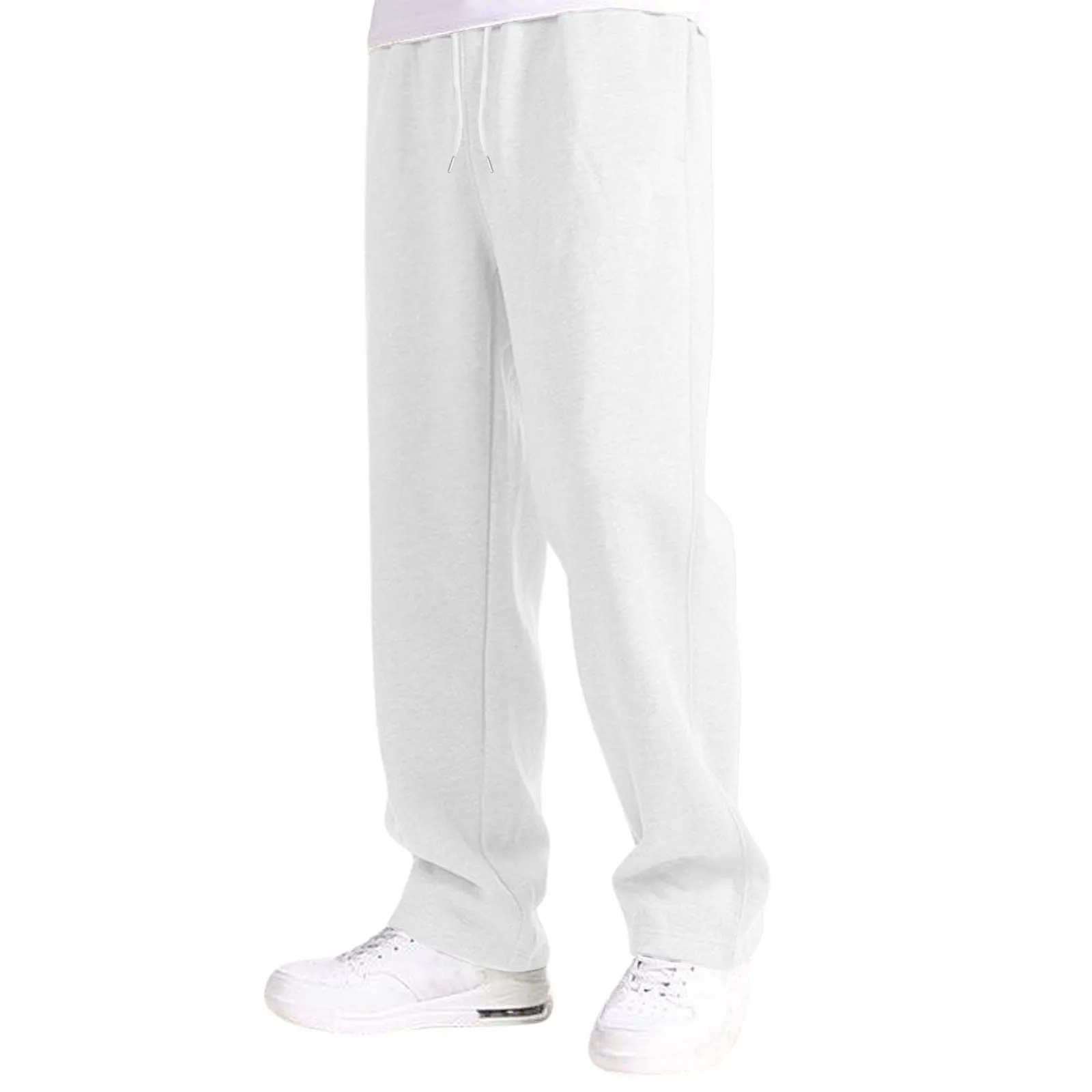 Men's straight loose casual sweatpants in autumn colours, thick fabric, mid waist, elastic waistband