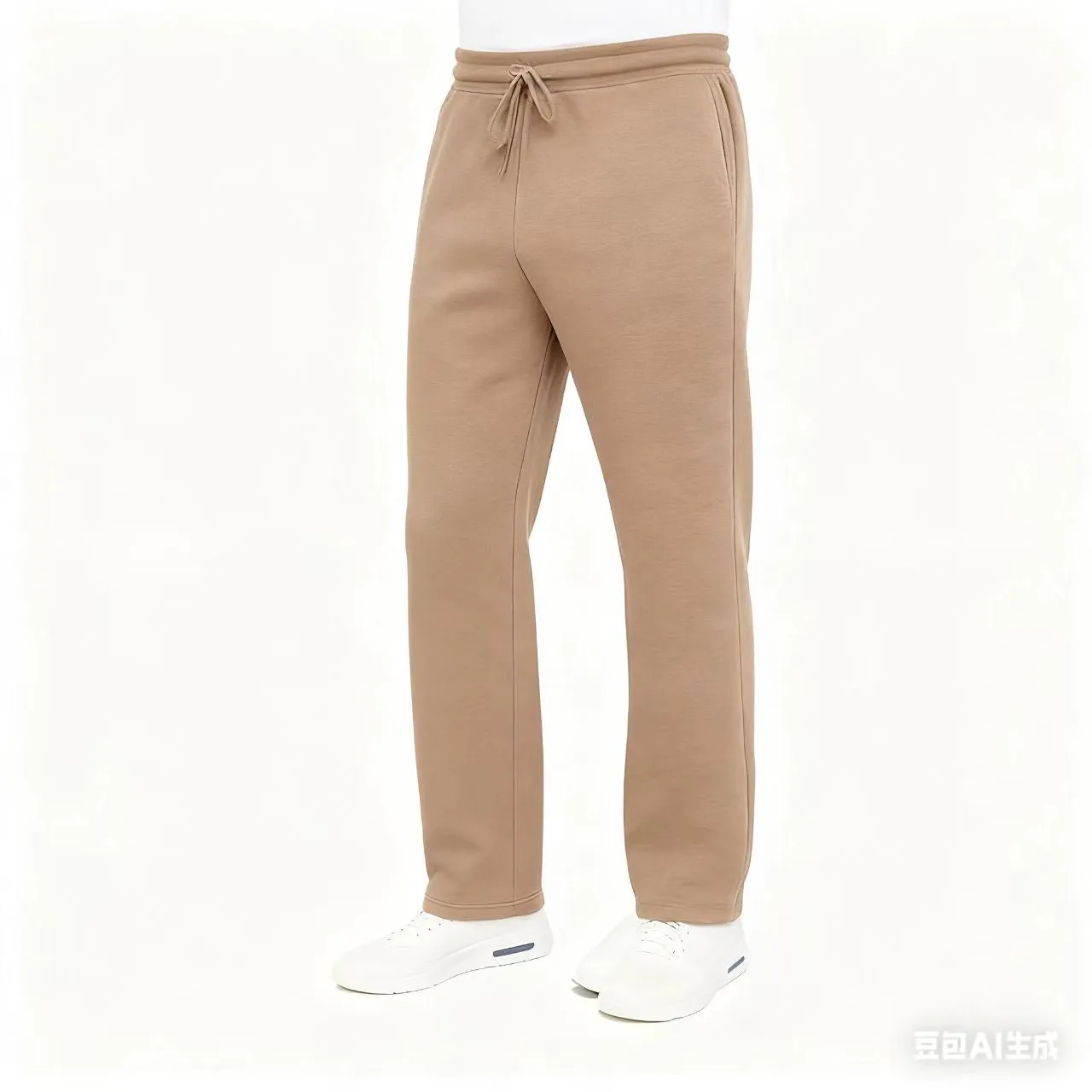 Men's straight loose casual sweatpants in autumn colours, thick fabric, mid waist, elastic waistband