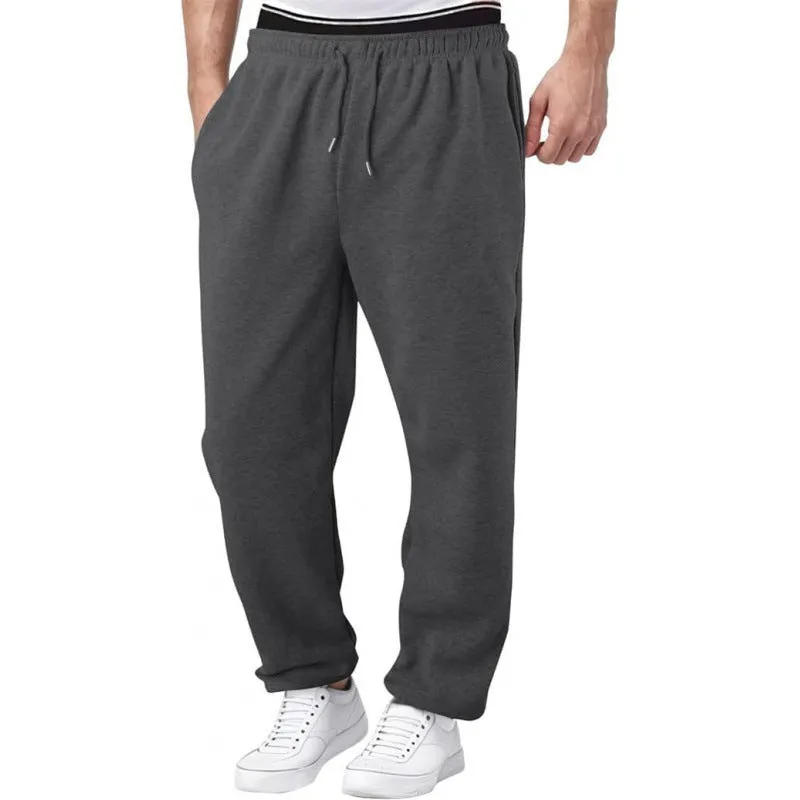 Men's straight loose casual sweatpants in autumn colours, thick fabric, mid waist, elastic waistband