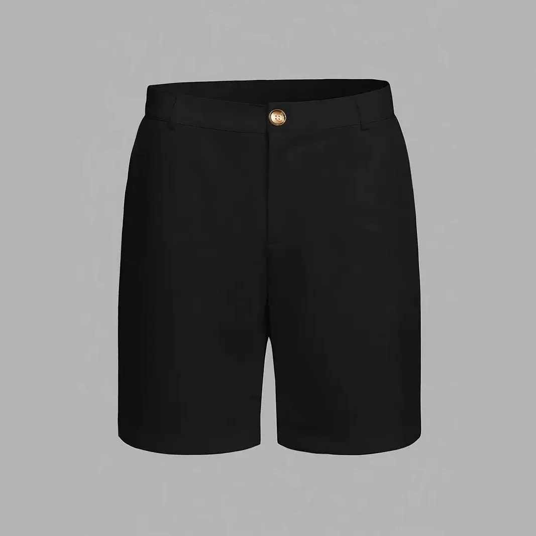 Man wearing grey straight-leg casual cotton blend sports shorts on a neutral background.