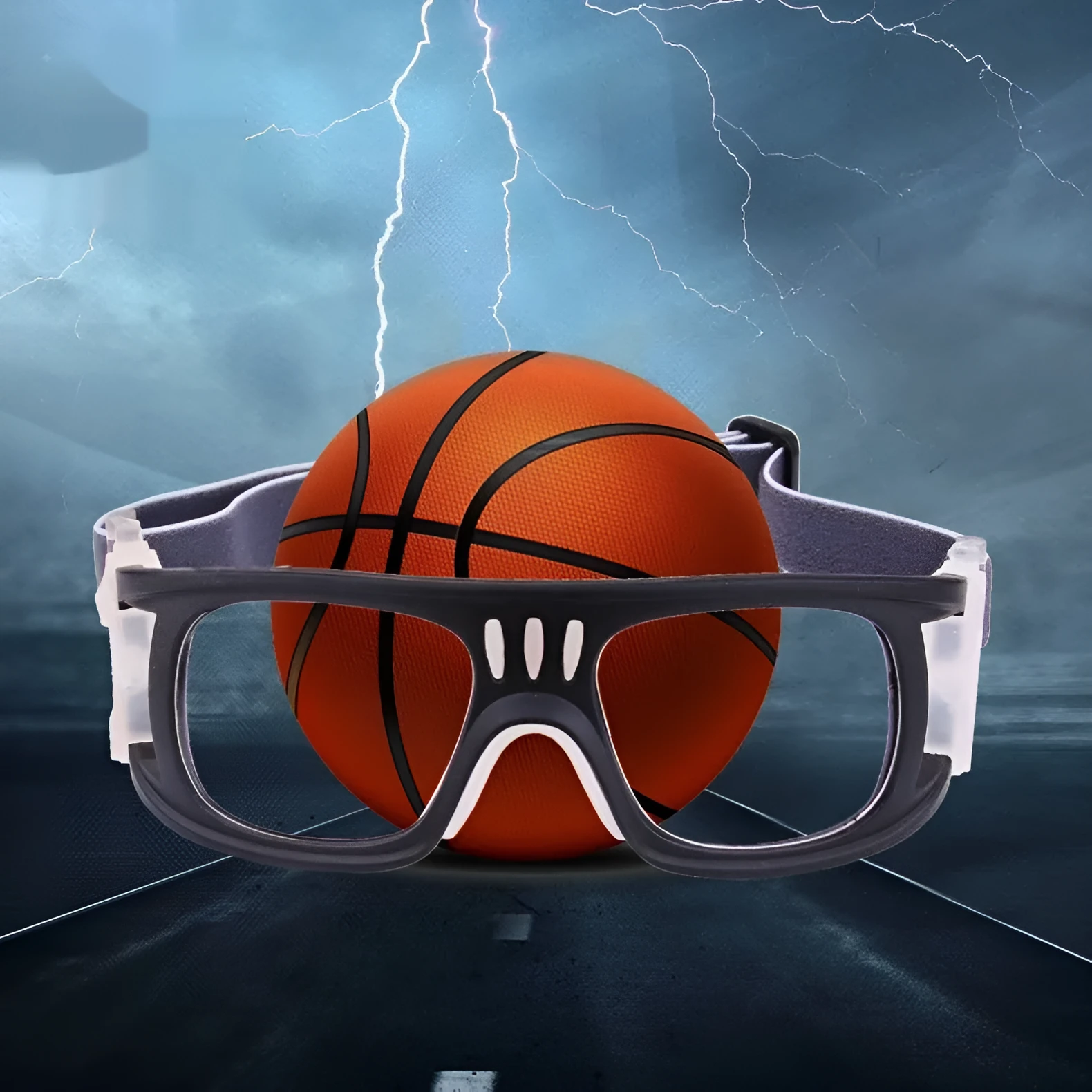 Explosion-proof outdoor basketball glasses with full rim frame in blue colour