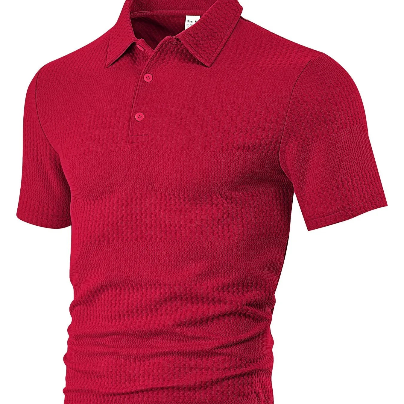 Men's loose casual lapel jacquard short sleeve shirt in grid pattern, polyester fabric, available in multiple colours