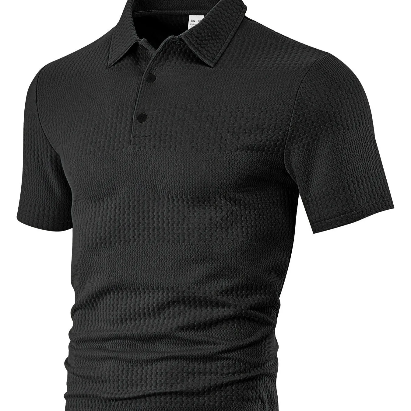 Men's loose casual lapel jacquard short sleeve shirt in grid pattern, polyester fabric, available in multiple colours