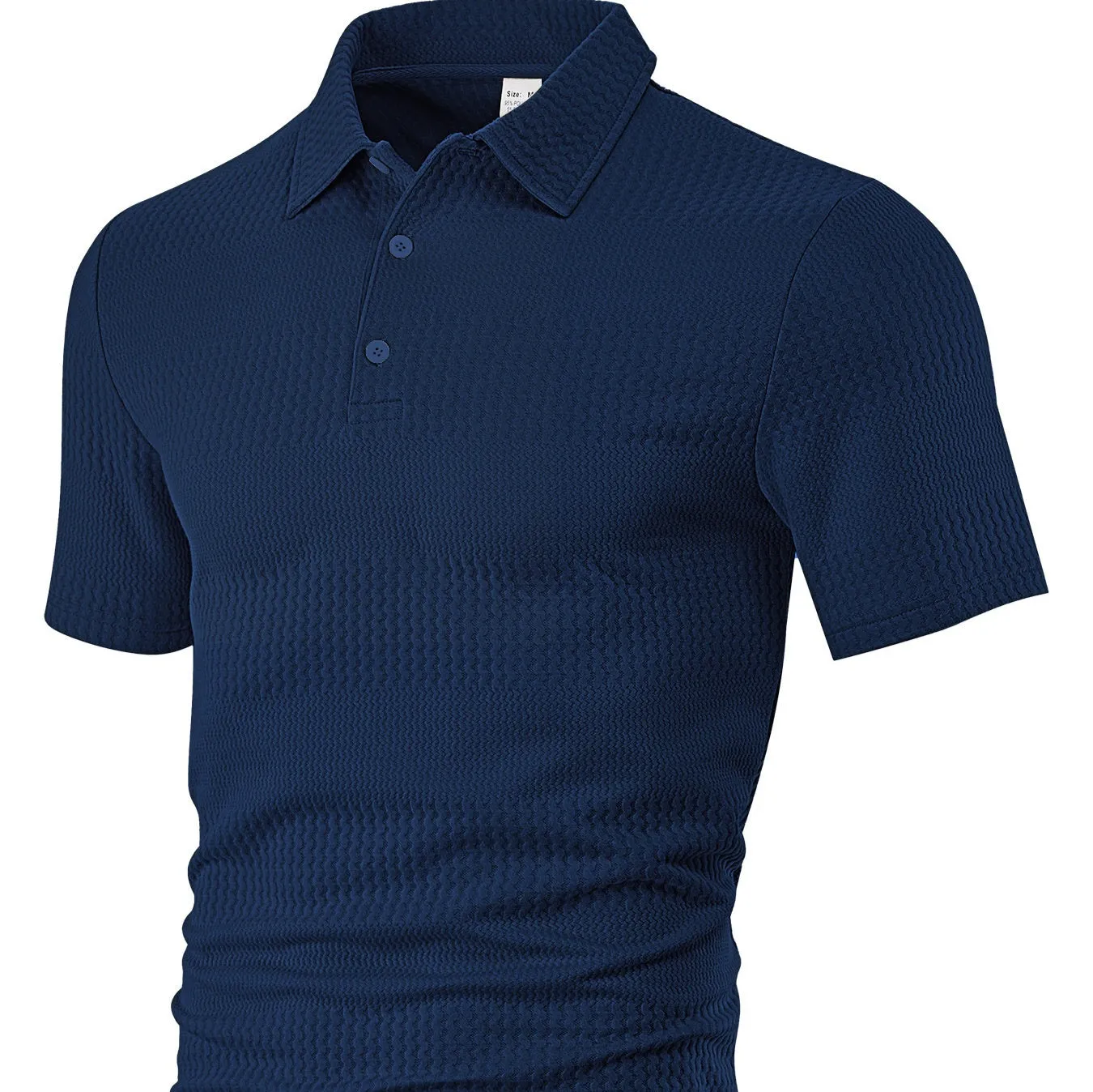 Men's loose casual lapel jacquard short sleeve shirt in grid pattern, polyester fabric, available in multiple colours