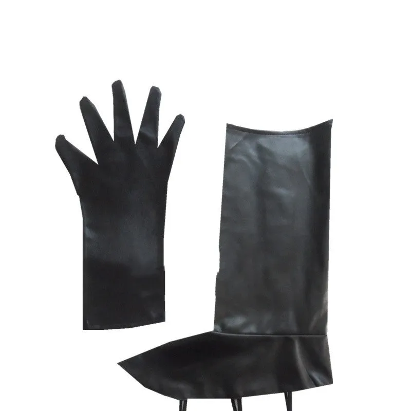 Men's black cotton and leather magic cosplay suit, Asian sizes S to 3XL, glovesless style