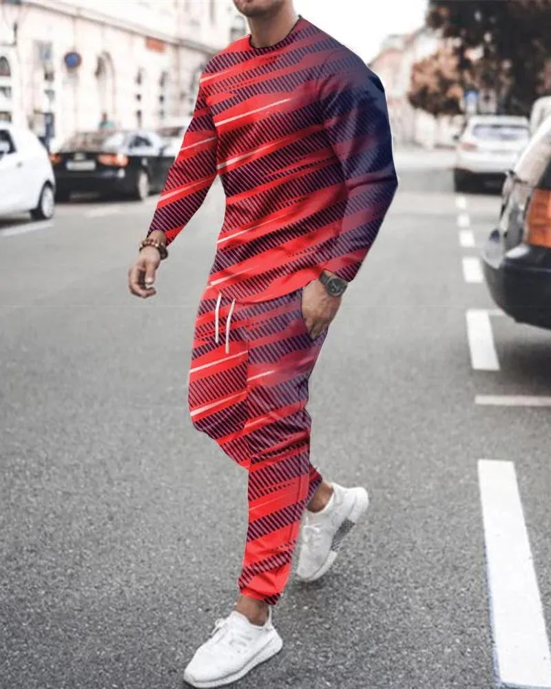 Men's casual printed polyester blend suit set with jacket and trousers in colour G5Z503